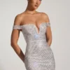 Rochie mini cu umeri decupați și decorați Leonora, albă Rochie mini cu umeri decupați și decorați Leonora, albă