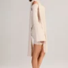 Rochie mini cu umeri decupați și detaliu eșarfă din tricot Luzia, culoare crem Rochie mini cu umeri decupați și detaliu eșarfă din tricot Luzia, culoare crem