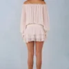 Rochie mini cu umeri decupați și mâneci balon Alessia, culoare ivoriu