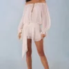 Rochie mini cu umeri decupați și mâneci balon Alessia, culoare ivoriu