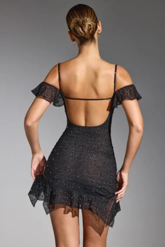Rochie mini cu umeri decupați și ornamente Beaufort, negru Rochie mini cu umeri decupați și ornamente Beaufort, negru