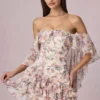 Rochie mini cu umeri decupați și volane, cu imprimeu floral Primrose Rochie mini cu umeri decupați și volane, cu imprimeu floral Primrose