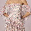 Rochie mini cu umeri decupați și volane, cu imprimeu floral Primrose Rochie mini cu umeri decupați și volane, cu imprimeu floral Primrose