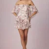 Rochie mini cu umeri decupați și volane, cu imprimeu floral Primrose Rochie mini cu umeri decupați și volane, cu imprimeu floral Primrose