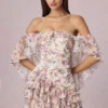 Rochie mini cu umeri decupați și volane, cu imprimeu floral Primrose Rochie mini cu umeri decupați și volane, cu imprimeu floral Primrose