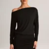Rochie mini cu umeri decupați Mira din modal, negru Rochie mini cu umeri decupați Mira din modal, negru