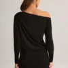 Rochie mini cu umeri decupați Mira din modal, negru Rochie mini cu umeri decupați Mira din modal, negru