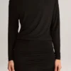 Rochie mini cu umeri decupați Mira din modal, negru Rochie mini cu umeri decupați Mira din modal, negru