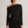Rochie mini cu umeri decupați Mira din modal, negru Rochie mini cu umeri decupați Mira din modal, negru