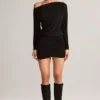 Rochie mini cu umeri decupați Mira din modal, negru Rochie mini cu umeri decupați Mira din modal, negru