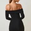 Rochie mini cu umeri decupați Oriana din modal, negru Rochie mini cu umeri decupați Oriana din modal, negru