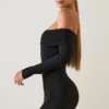 Rochie mini cu umeri decupați Oriana din modal, negru Rochie mini cu umeri decupați Oriana din modal, negru