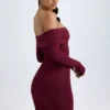 Rochie mini cu umeri decupați Oriana Modal, în culoarea roșu vin