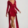 Rochie mini cu volane și fundă Karelyn, în roșu intens Rochie mini cu volane și fundă Karelyn, în roșu intens
