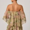 Rochie mini cu volane și umeri decupați Birdie, cu imprimeu floral multicolor Rochie mini cu volane și umeri decupați Birdie, cu imprimeu floral multicolor