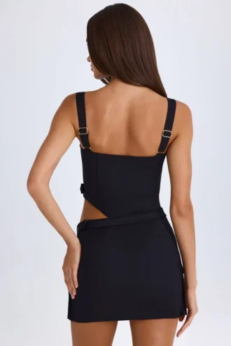 Rochie mini decupată cu centură Acadia, în culoarea negru