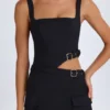 Rochie mini decupată cu centură Acadia, în culoarea negru Rochie mini decupată cu centură Acadia, în culoarea negru