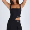 Rochie mini decupată cu centură Acadia, în culoarea negru Rochie mini decupată cu centură Acadia, în culoarea negru