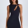Rochie mini decupată cu talie răsucită Parina, negru Rochie mini decupată cu talie răsucită Parina, negru