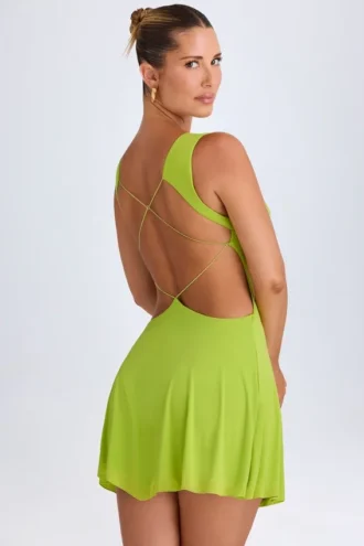 Rochie mini decupată Kalista în verde lime