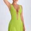 Rochie mini decupată Kalista în verde lime Rochie mini decupată Kalista în verde lime