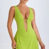 Rochie mini decupată Kalista în verde lime Rochie mini decupată Kalista în verde lime