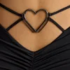 Rochie mini Demelza cu mâneci lungi și decolteu în formă de inimă, în culoarea neagră