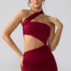 Rochie mini din jersey elastic cu decupaje și volane Shyla, culoare rubiniu Rochie mini din jersey elastic cu decupaje și volane Shyla, culoare rubiniu