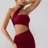 Rochie mini din jersey elastic cu decupaje și volane Shyla, culoare rubiniu Rochie mini din jersey elastic cu decupaje și volane Shyla, culoare rubiniu