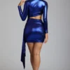 Rochie mini din jersey metalic cu decupaje Nasira, albastru electric Rochie mini din jersey metalic cu decupaje Nasira, albastru electric