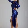Rochie mini din jersey metalic cu decupaje Nasira, albastru electric Rochie mini din jersey metalic cu decupaje Nasira, albastru electric