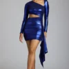 Rochie mini din jersey metalic cu decupaje Nasira, albastru electric Rochie mini din jersey metalic cu decupaje Nasira, albastru electric
