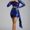 Rochie mini din jersey metalic cu decupaje Nasira, albastru electric Rochie mini din jersey metalic cu decupaje Nasira, albastru electric