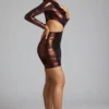 Rochie mini din jersey metalic cu decupaje Nasira, în culoarea bronz cupru