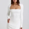 Rochie mini din modal cu bordură din dantelă, cu nervuri, Lana, în culoarea alb Rochie mini din modal cu bordură din dantelă, cu nervuri, Lana, în culoarea alb