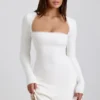 Rochie mini din modal cu bordură din dantelă, cu nervuri, Lana, în culoarea alb Rochie mini din modal cu bordură din dantelă, cu nervuri, Lana, în culoarea alb