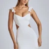 Rochie mini din satin cu decupaje Rialta, de culoare ivoriu Rochie mini din satin cu decupaje Rialta, de culoare ivoriu