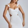 Rochie mini din satin cu decupaje Rialta, de culoare ivoriu Rochie mini din satin cu decupaje Rialta, de culoare ivoriu