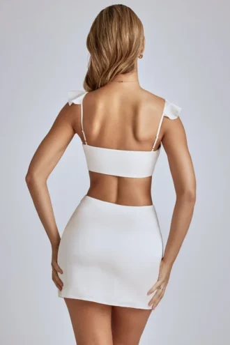 Rochie mini din satin cu decupaje Rialta, de culoare ivoriu