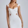 Rochie mini din satin cu decupaje Rialta, de culoare ivoriu Rochie mini din satin cu decupaje Rialta, de culoare ivoriu