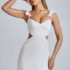 Rochie mini din satin cu decupaje Rialta, de culoare ivoriu Rochie mini din satin cu decupaje Rialta, de culoare ivoriu