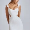Rochie mini din satin cu decupaje Rialta, de culoare ivoriu Rochie mini din satin cu decupaje Rialta, de culoare ivoriu