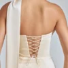 Rochie mini din satin cu gât drapat Anastasia, culoare ivoriu