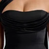 Rochie mini din satin cu gât drapat Anastasia, negru Rochie mini din satin cu gât drapat Anastasia, negru