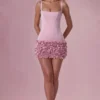 Rochie mini din satin Zelia în roz pudrat Rochie mini din satin Zelia în roz pudrat