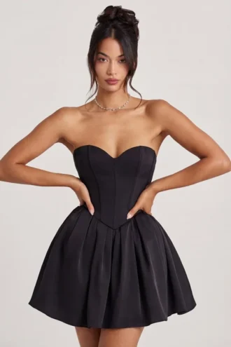 Rochie mini din tul Emeline Corset în negru intens