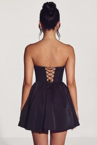 Rochie mini din tul Emeline Corset în negru intens