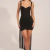 Rochie mini drapată cu corset Reeva, negru