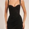 Rochie mini drapată cu corset Reeva, negru