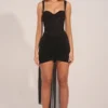 Rochie mini drapată cu corset Reeva, negru
